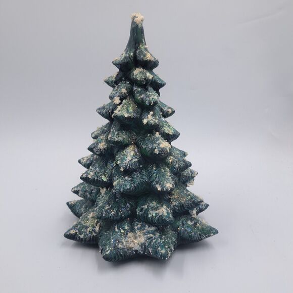 7" Vintage Ceramic Christmas Tree Snow & Glitter Non Lighted - Picture 2 of 6
